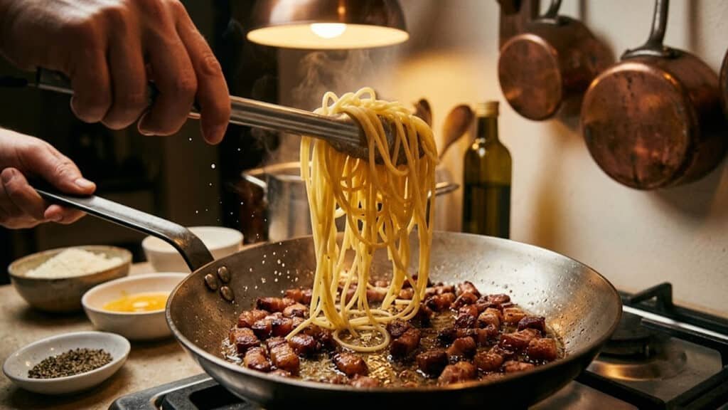 عمل باستا كاربونارا الايطالية