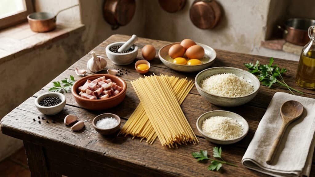 مكونات باستا كاربونارا الايطالية