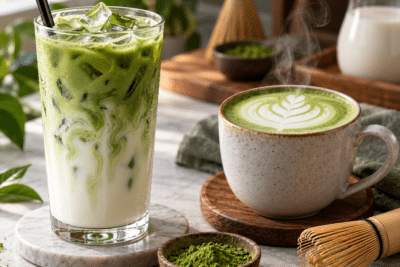 طريقة عمل ماتشا لاتيه بارد وساخن بطريقة سهلة