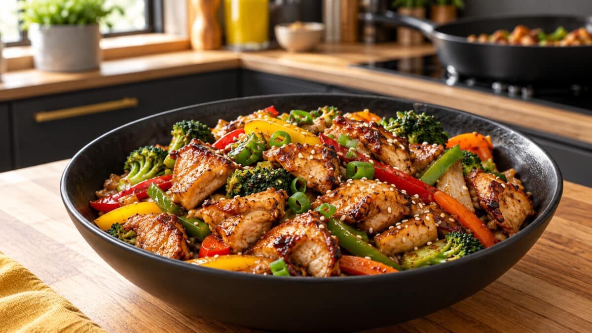 طريقة عمل الدجاج بالصويا صوص والخضار