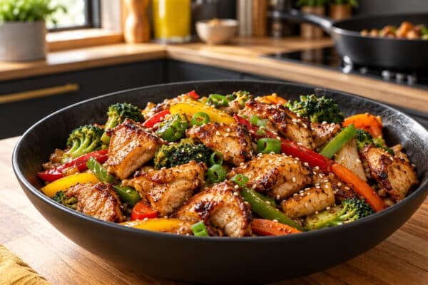 طريقة عمل الدجاج بالصويا صوص والخضار